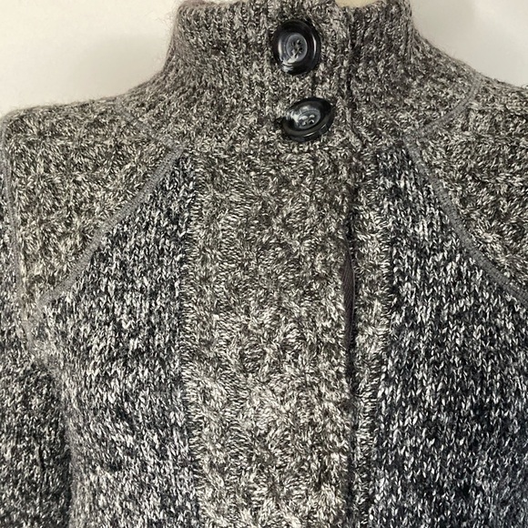 prAna Angelica Cardigan Sweater Womens SmallHeathered Gray Long 1/3 Snap Mohair - Picture 4 of 8